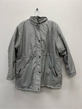 Easy Essentials Women’s Gingham Zip Hooded Utility Jacket 2X